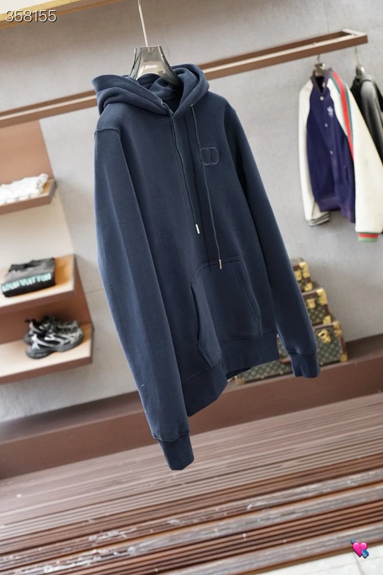 DiorDior classic CD embroidered hooded pure cotton men's fashionable casual hooded sweatshirt | Suup