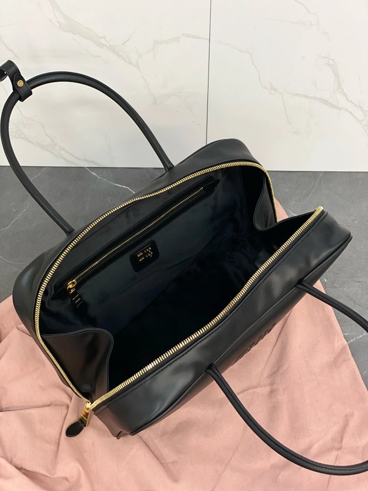 miumiu Original Leather Handheld Official Document Bag for Women 2025 New Large Capacity Retro Under