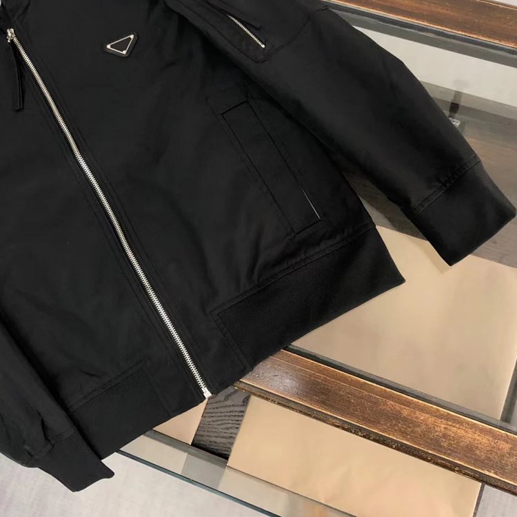 Prada men's jacket baseball collar zipper jacket cardigan solid color men's casual | Suuperbuy Sprea
