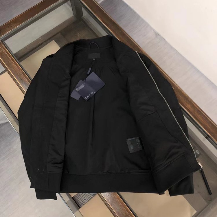 Prada men's jacket baseball collar zipper jacket cardigan solid color men's casual | Suuperbuy Sprea
