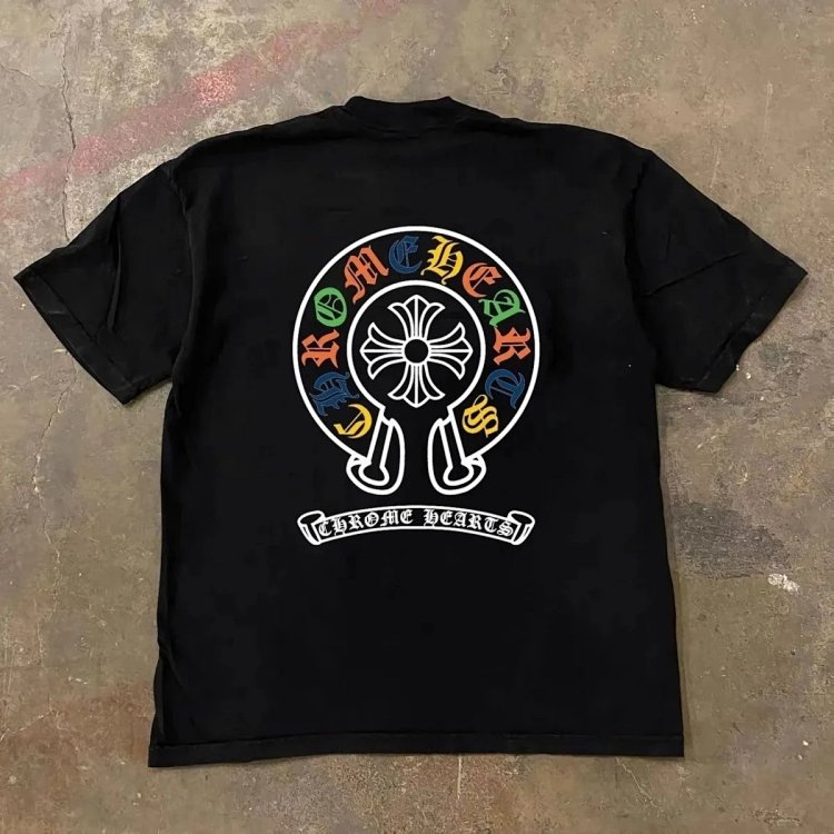 Chrome HeartsHeart Light Luxury Short Sleeve T-shirt Men's Cross Top Half Sleeve Unisex CH Short Sle