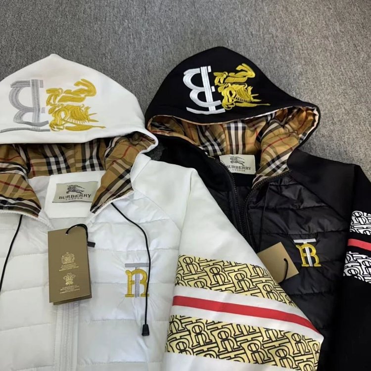 Burberry 2025 Winter Splicing Thick Embroidered Cotton Jacket Down Cotton Jacket Pork Rib New Male a