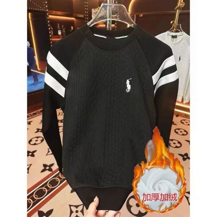 Ralph Lauren Long Sleeve Men's and Women's Same Style Velvet Warm Hoodie Bottom Shirt | Suuperbuy Sp