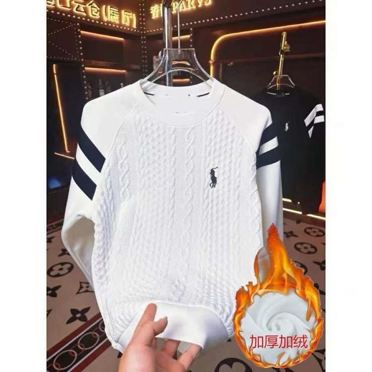 Ralph Lauren Long Sleeve Men's and Women's Same Style Velvet Warm Hoodie Bottom Shirt | Suuperbuy Sp