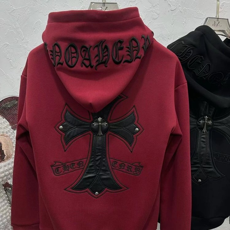 Chrome Hearts hooded sweatshirt, autumn and winter cross long sleeved fleece jacket | Suuperbuy Spre