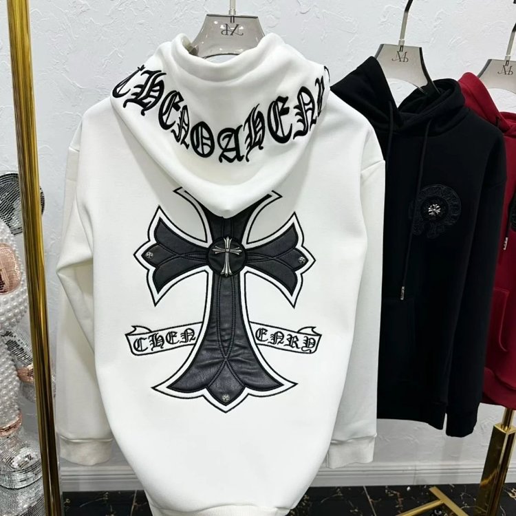 Chrome Hearts hooded sweatshirt, autumn and winter cross long sleeved fleece jacket | Suuperbuy Spre