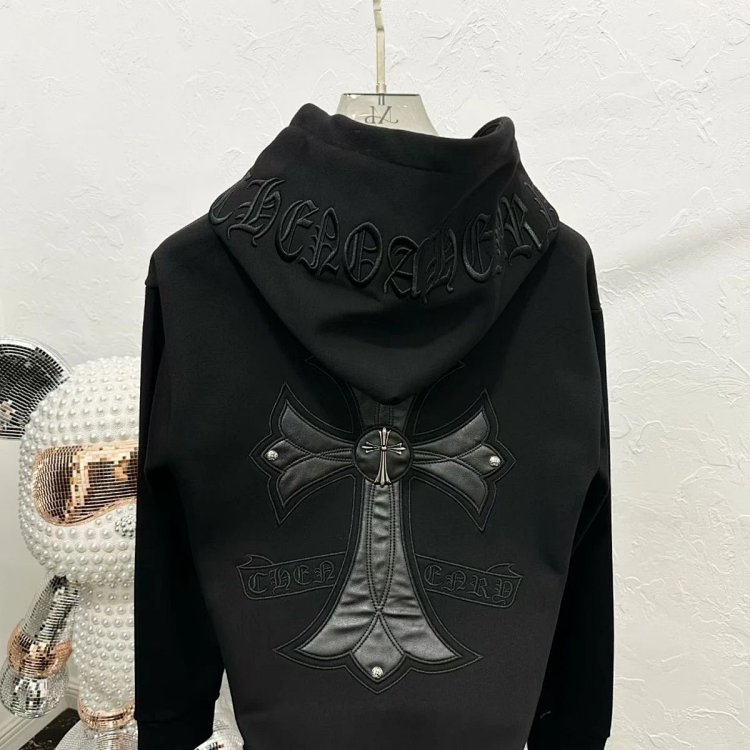 Chrome Hearts hooded sweatshirt, autumn and winter cross long sleeved fleece jacket | Suuperbuy Spre