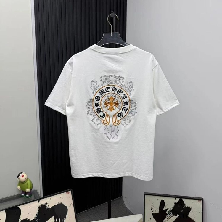 Chrome Hearts Light Luxury Embroidered Short Sleeve T-shirt Black and White Unisex | Suuperbuy Sprea