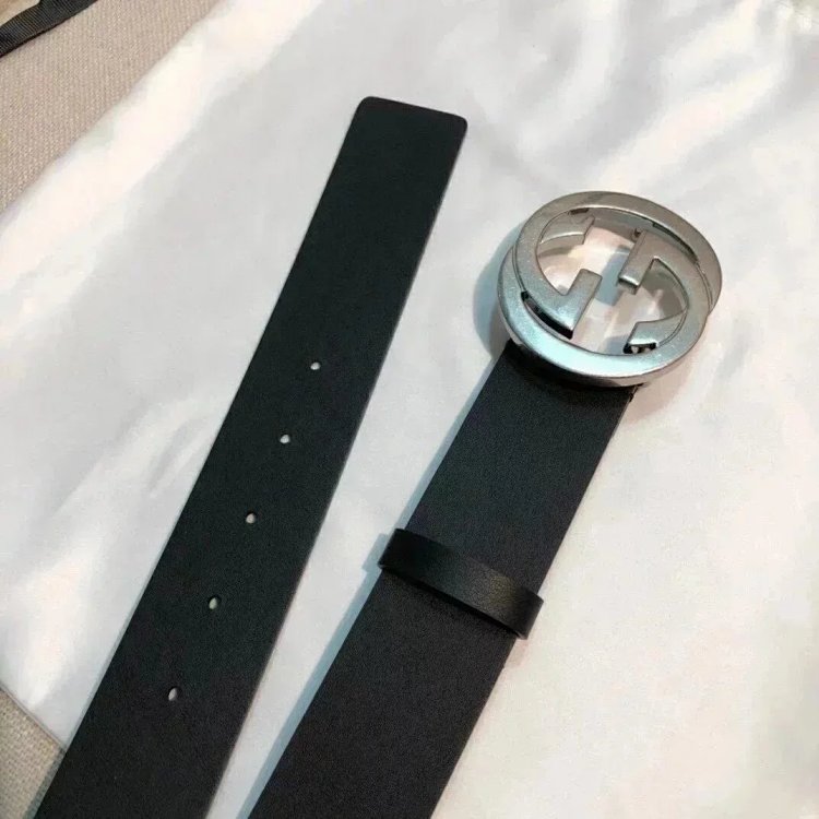 Gucci counter version men's belt double buckle business casual belt smooth buckle pants belt | Suupe