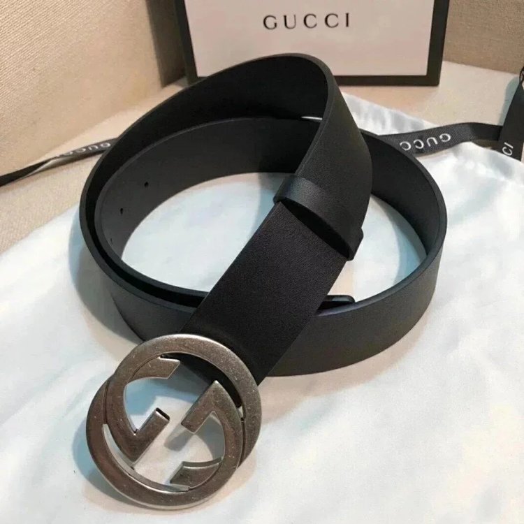 Gucci counter version men's belt double buckle business casual belt smooth buckle pants belt | Suupe
