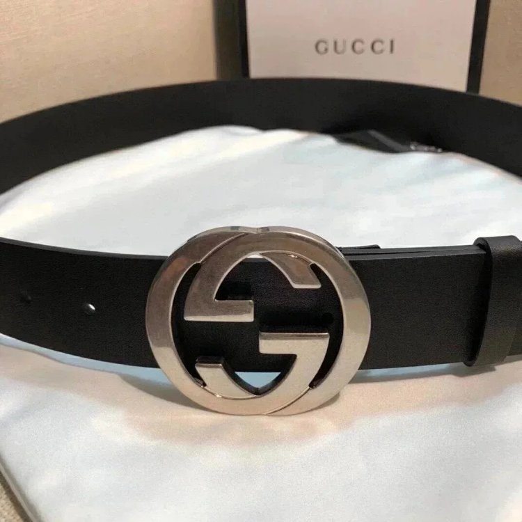 Gucci counter version men's belt double buckle business casual belt smooth buckle pants belt | Suupe