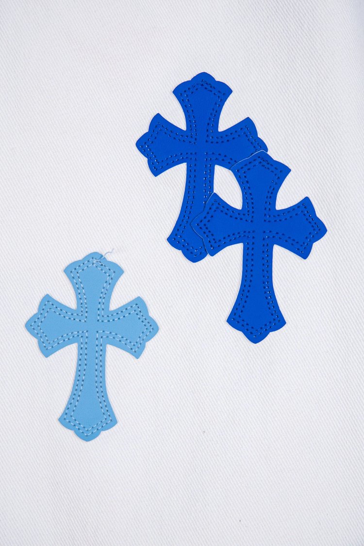 Chrome Hearts  Cross white blue label leather jeans pants | Suuperbuy Spreadsheet