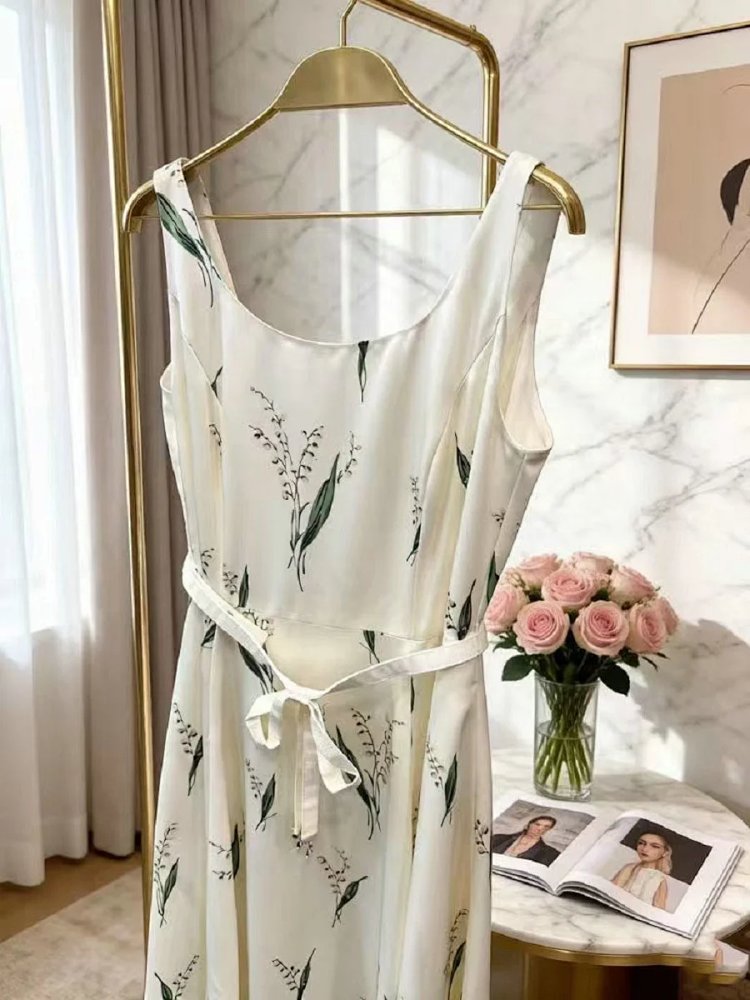 skirrt  Summer new product French retro lily of the valley print suspender skirt | Suuperbuy Spreads