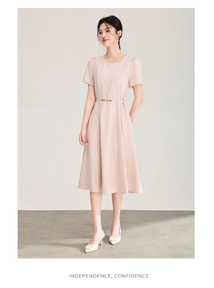 Summer New Product Light Luxury Camellia Jacquard Knitted Tencel Waist slimming Dress | Suuperbuy Sp