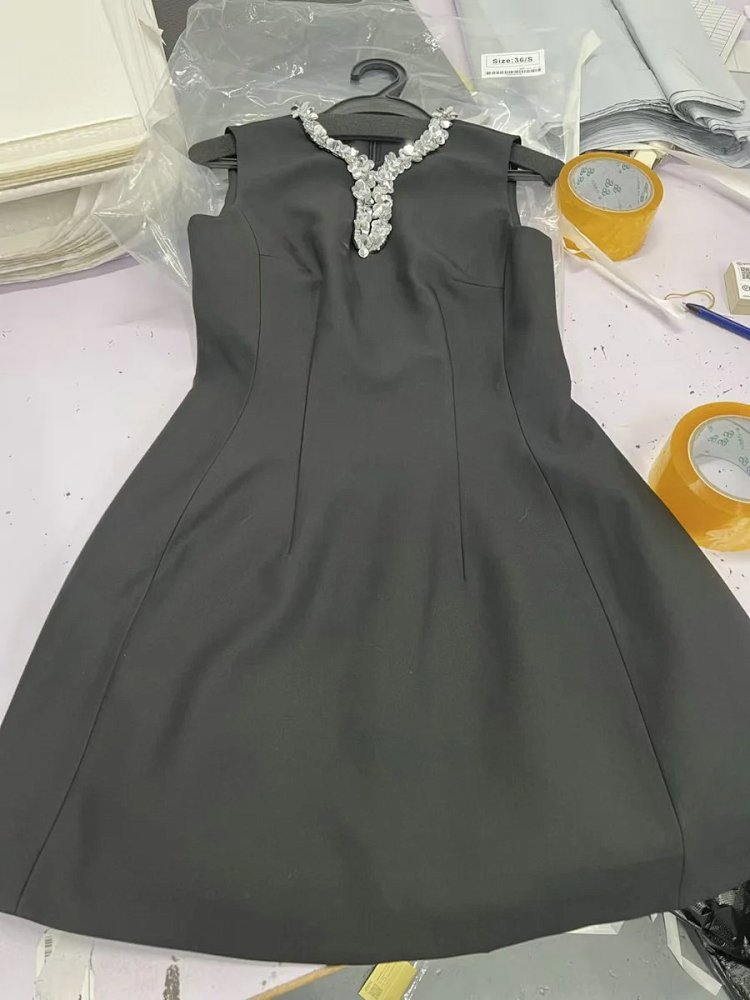 Temperament  skirt   socialite solid color sleeveless waist cinching slimming dress | Suuperbuy Spre