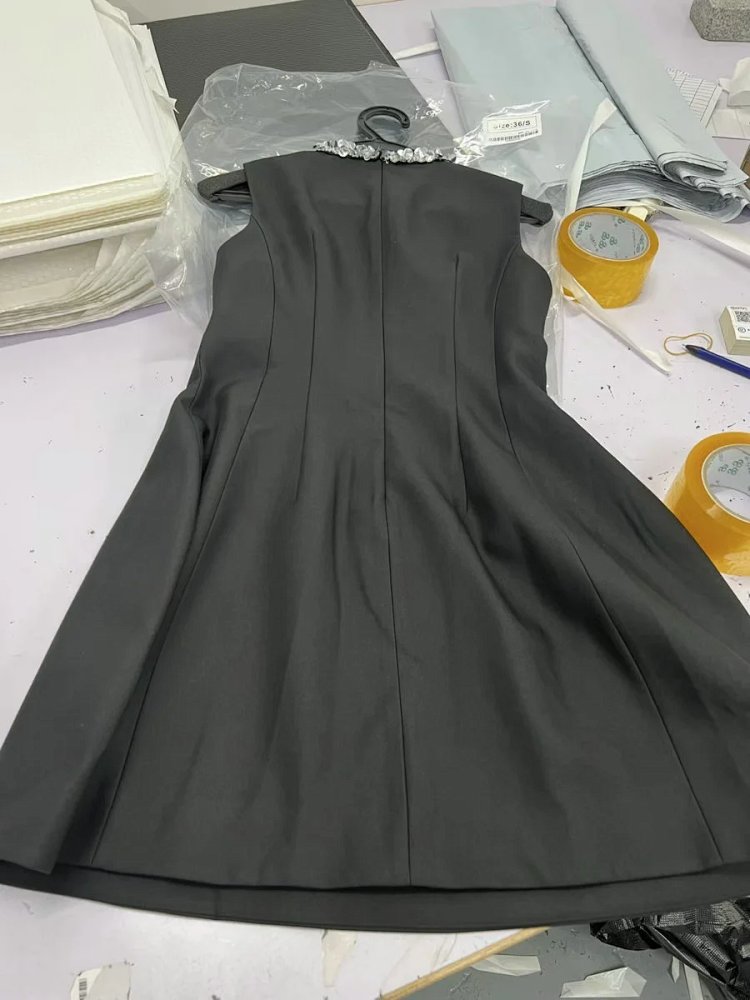 Temperament  skirt   socialite solid color sleeveless waist cinching slimming dress | Suuperbuy Spre