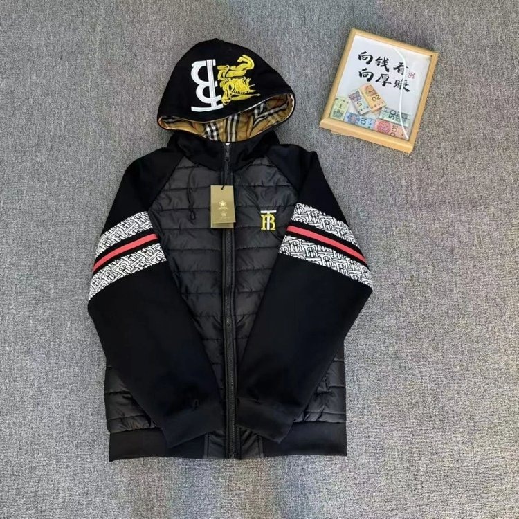 Burberry 2025 Winter Splicing Thick Embroidered Cotton Jacket Down Cotton Jacket Pork Rib