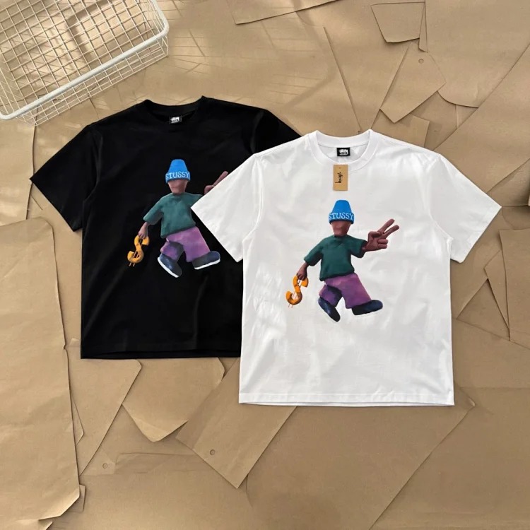 25SS Stussy World Peace Series ☮️ Peace and Prosperity Doll Printed Short-sleeved T-shirt