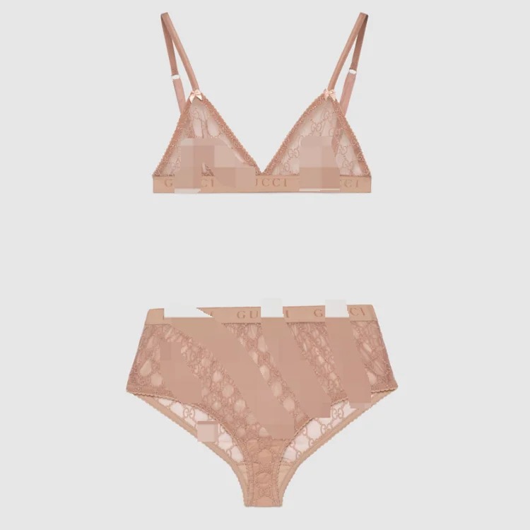 A Set of Black and Pink Lace Letter G Underwear